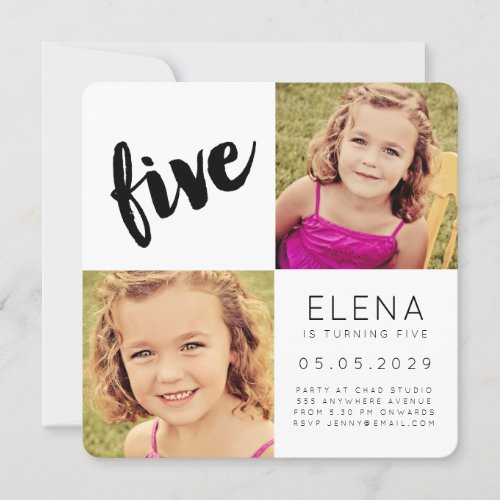 FIVE 5th Birthday Boy Girl  Photo Card