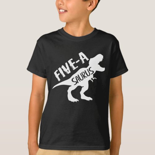 Five_A_Saurus Dinosaur 5th Fifth Birthday T_Shirt