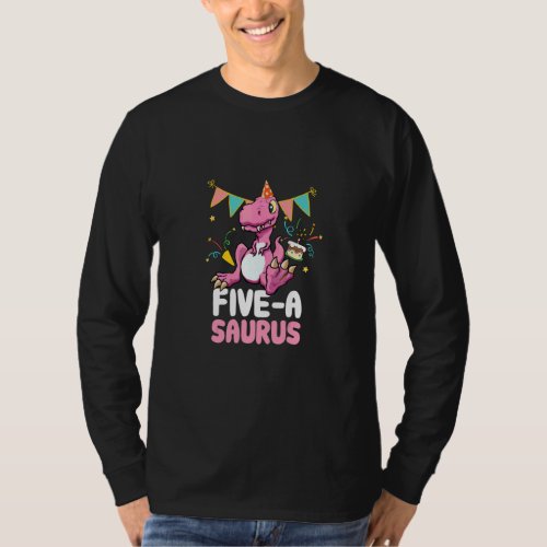 Five A Saurus Dinosaur  Cute Kiddo Rex  T_Shirt