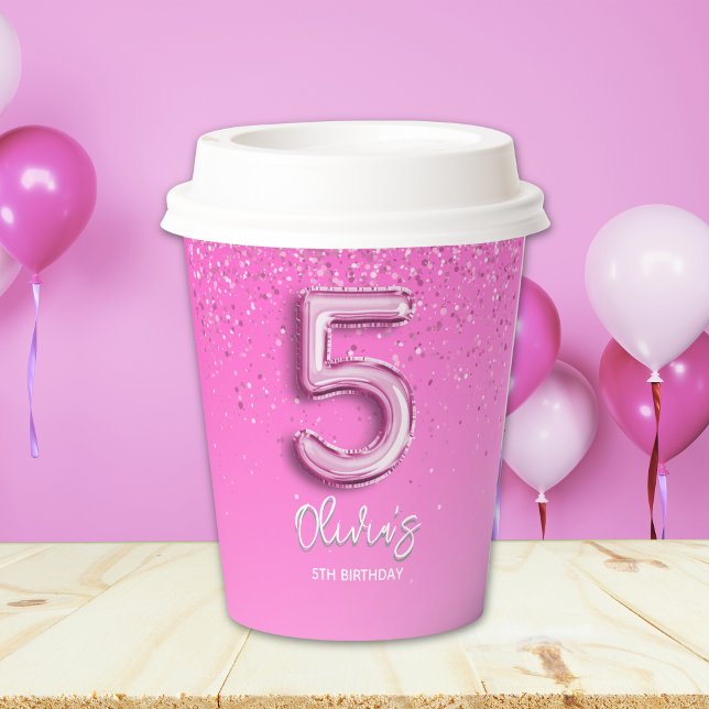 "Five and Fabulous Paper – Pink Glitter Birthay Paper Cups (Creator Uploaded)