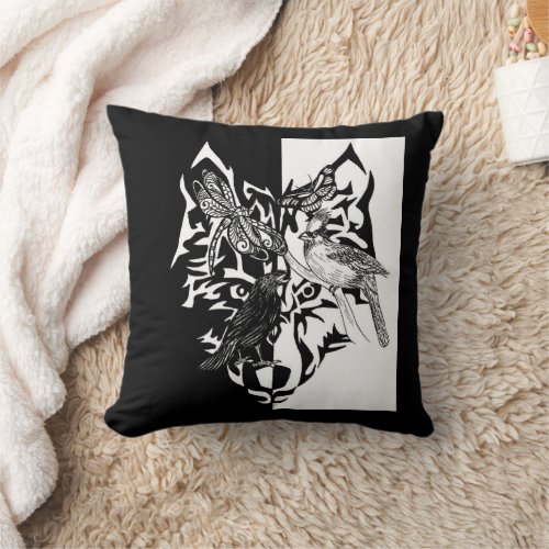 Five Animal Guides and Footprints Throw Pillow