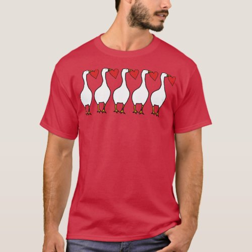 Five Animals Goose with Stolen Red Love Heart Vale T_Shirt