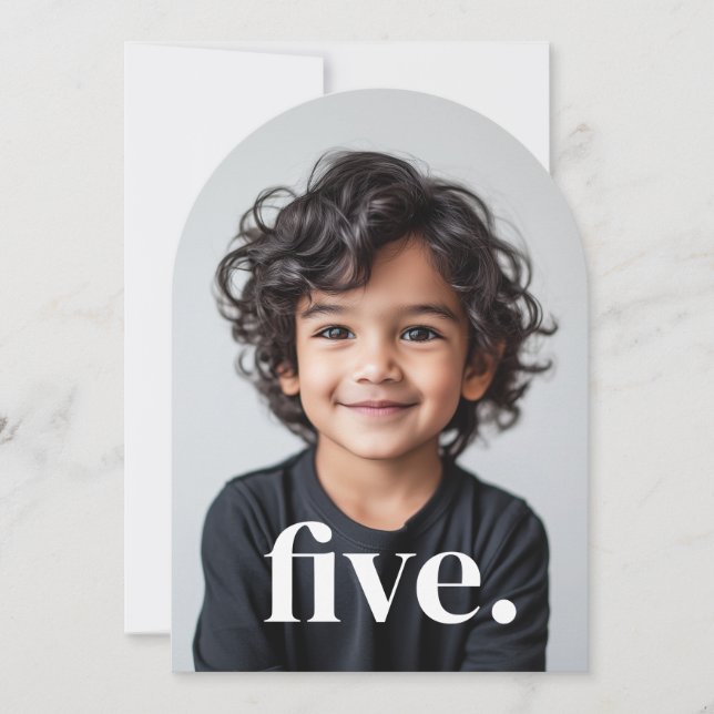 Five Arched Photo 5th Birthday Invitation (Front)