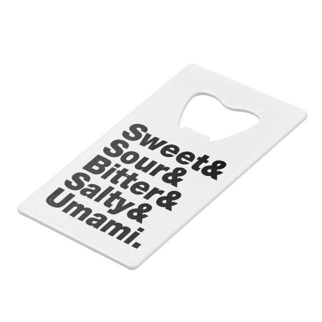 Five Basic Tastes Credit Card Bottle Opener (Front Angled)