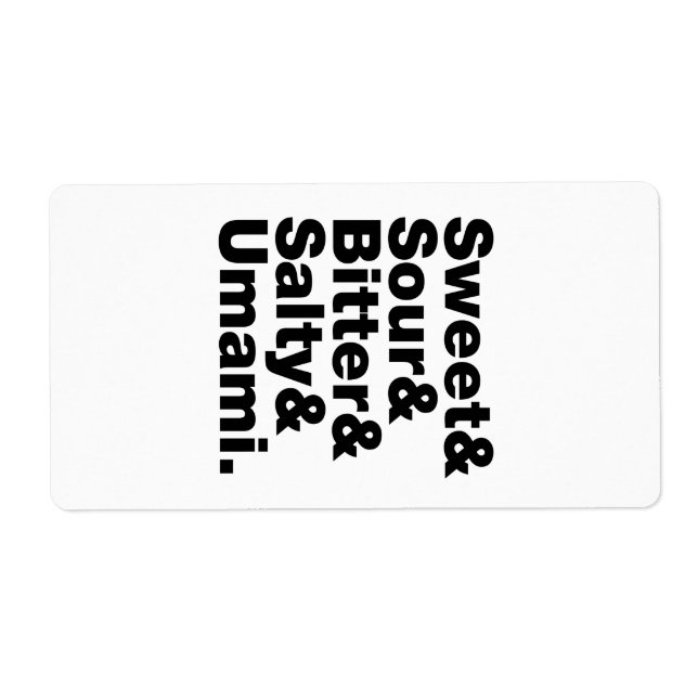 Five Basic Tastes Label (Front)