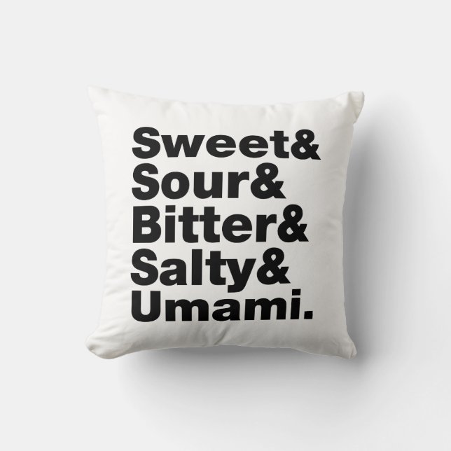 Five Basic Tastes Throw Pillow (Front)