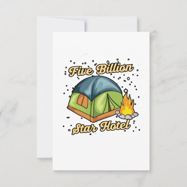 Five Billion Star Hotel Camping Camper Tent Gift Thank You Card (Front)