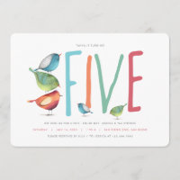 Five Birdie Fifth Birthday Party Invitation