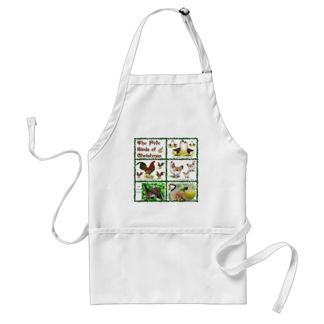 Five Birds of Christmas Adult Apron (Front)