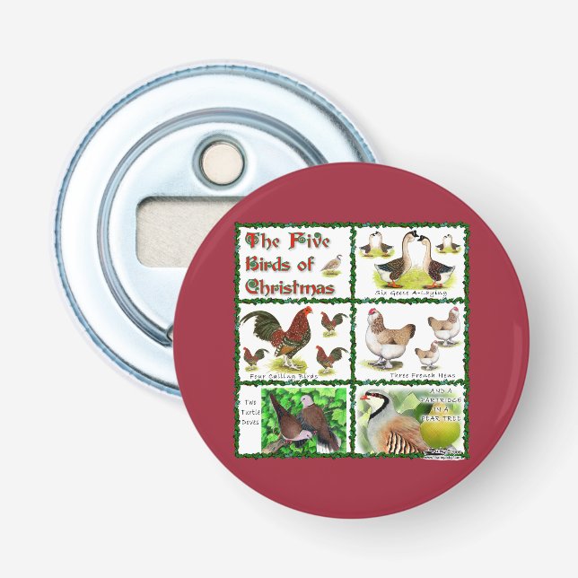 Five Birds of Christmas Bottle Opener (Front)