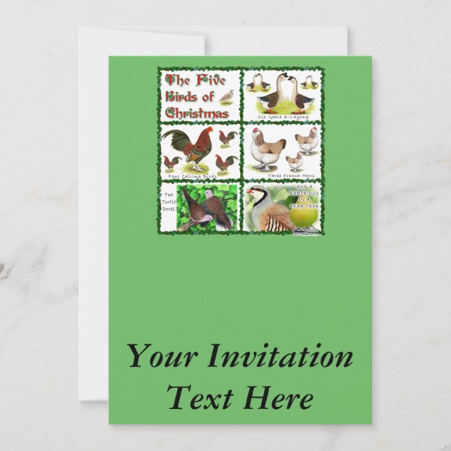 Five Birds of Christmas Invitation (Front)