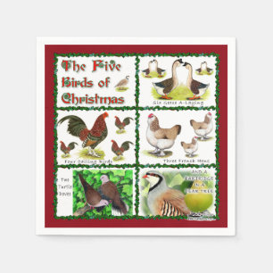 Five Birds of Christmas Napkins
