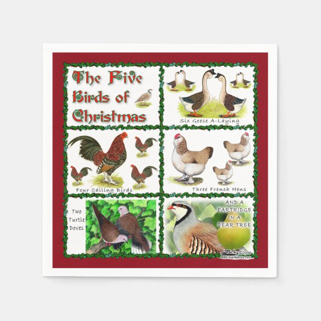 Five Birds of Christmas Napkins (Front)