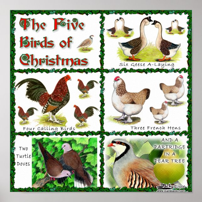 Five Birds of Christmas Poster (Front)