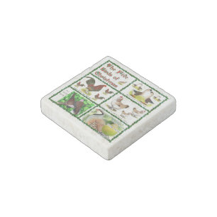 Five Birds of Christmas Stone Magnet