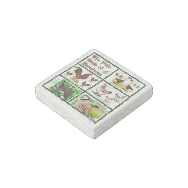 Five Birds of Christmas Stone Magnet (Angled)