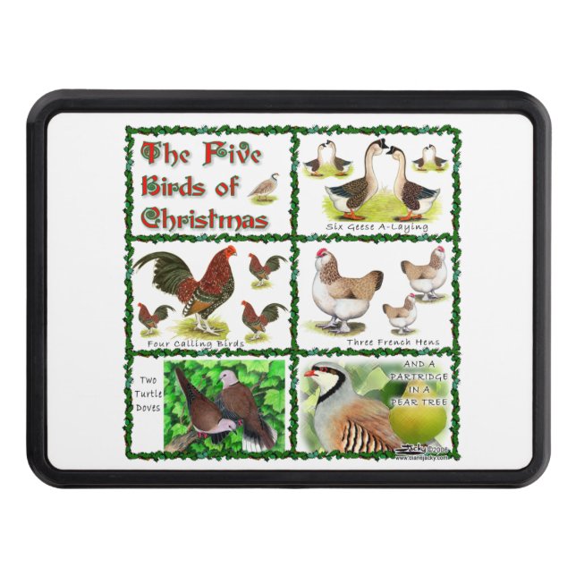 Five Birds of Christmas Trailer Hitch Cover (Front)