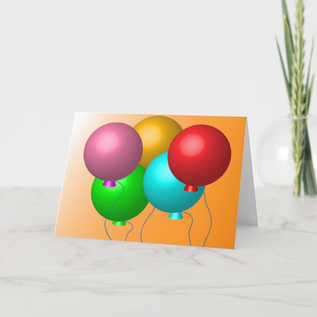 Five Birthday Balloons Card (Front)