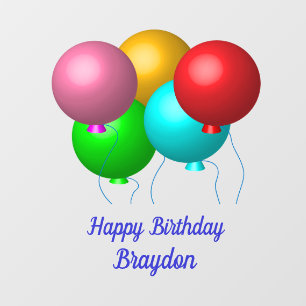 Five Birthday Balloons Custom Name Happy Birthday Window Cling