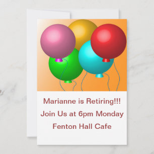 Five Birthday Balloons Custom Text Invitation