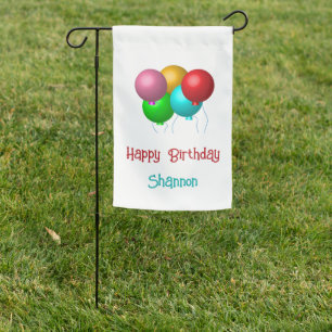 Five Birthday Balloons Customizable Text  Garden Flag