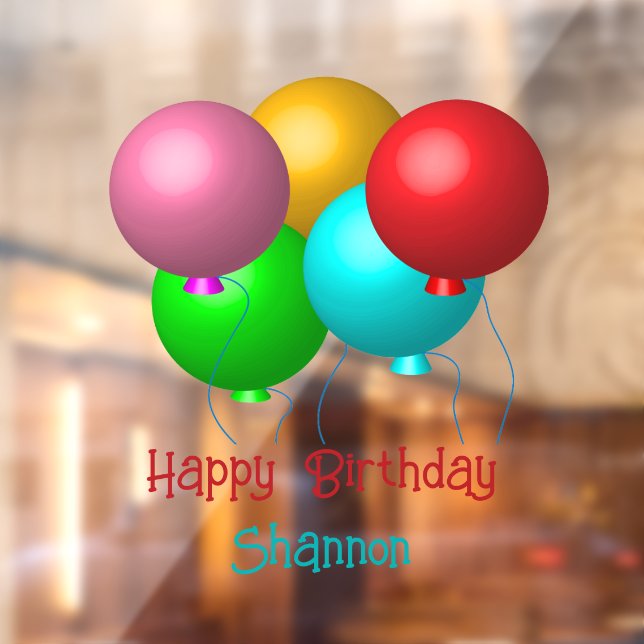 Five Birthday Balloons Customizable Text Window Cling (Sheet 2)