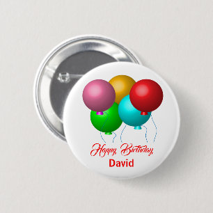 Five Birthday Balloons Personalized Happy Birthday Button