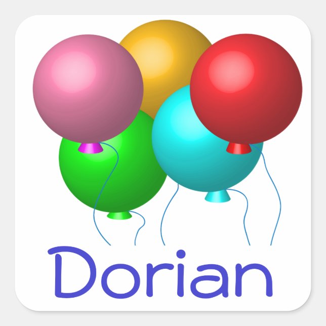 Five Birthday Balloons Personalized Square Sticker (Front)