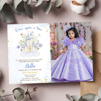 Five birthday party a Princess Castle Photo  Invitation