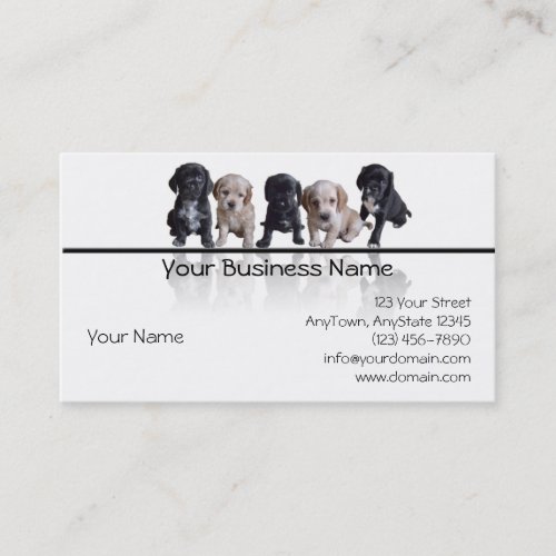 Five Black and Tan Cocker Spaniel Puppies Business Card Template