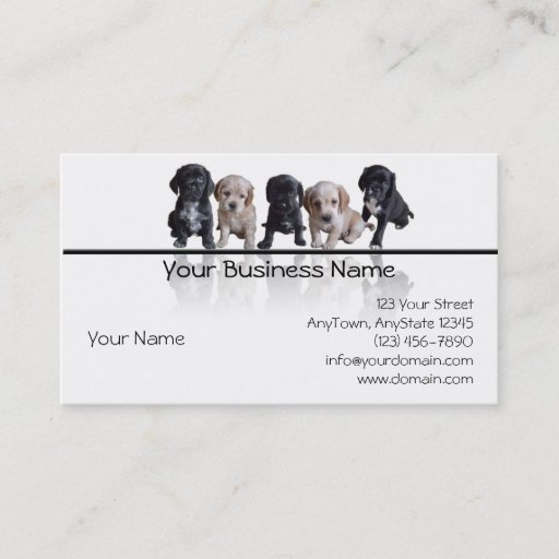 Customizable Five Black and Tan Cocker Spaniel Puppies Business Card Template