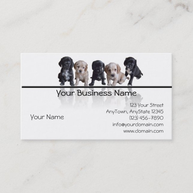Five Black and Tan Cocker Spaniel Puppies Business Card (Front)