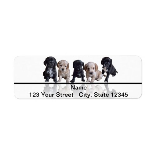 Five Black and Tan Cocker Spaniel Puppies Label
