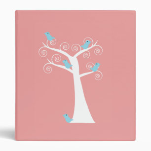 Five Blue Birds Nature Tree Design Binder