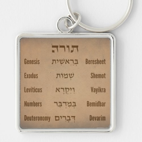 Five Books of the TorahBible in Hebrew English Keychain