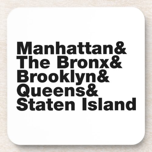 Five Boroughs  New York City Beverage Coaster