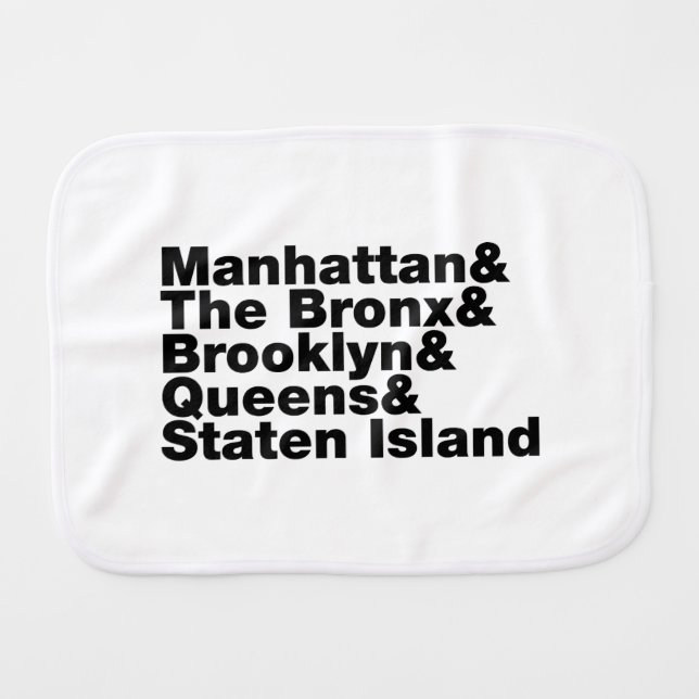 Five Boroughs ~ New York City Burp Cloth (Front Horizontal)