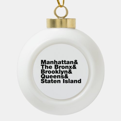 Five Boroughs  New York City Ceramic Ball Christmas Ornament