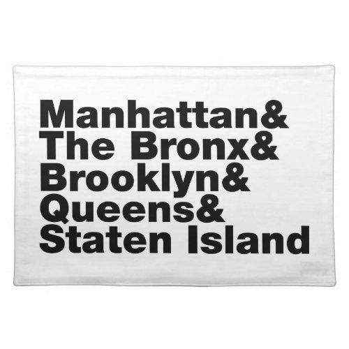 Five Boroughs  New York City Cloth Placemat