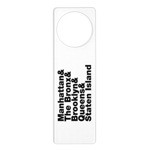 Five Boroughs  New York City Door Hanger