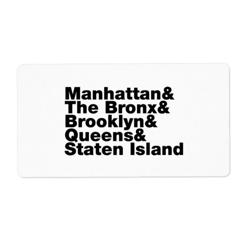 Five Boroughs  New York City Label