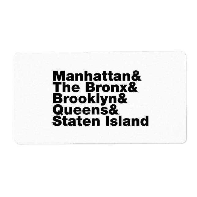 Five Boroughs ~ New York City Label (Front)