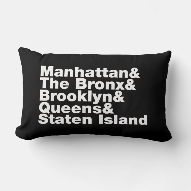 Five Boroughs ~ New York City Lumbar Pillow (Front)