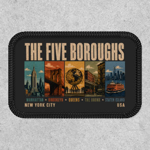 Five Boroughs New York City NYC Illustration Retro Patch