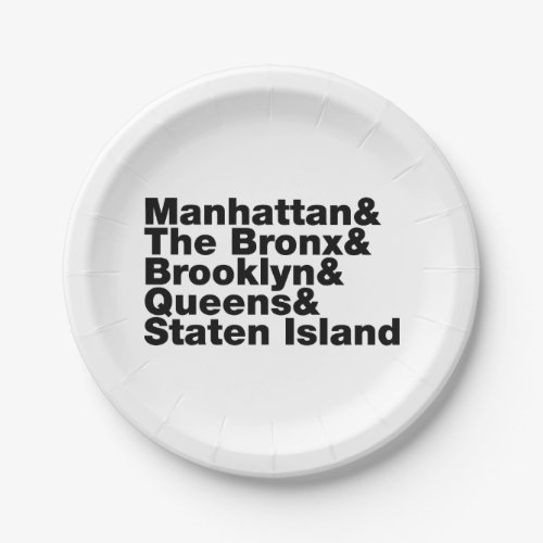 Five Boroughs  New York City Paper Plates