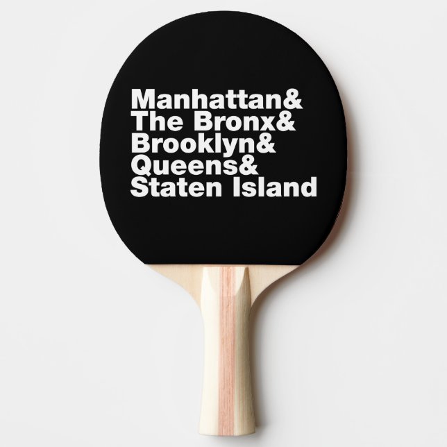 Five Boroughs ~ New York City Ping-Pong Paddle (Front)