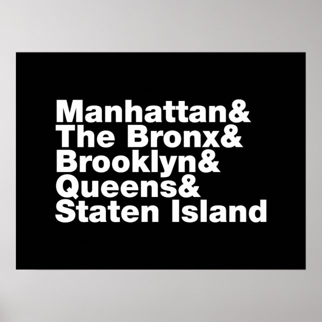 Five Boroughs ~ New York City Poster (Front)