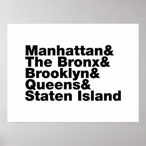 Five Boroughs  New York City Poster