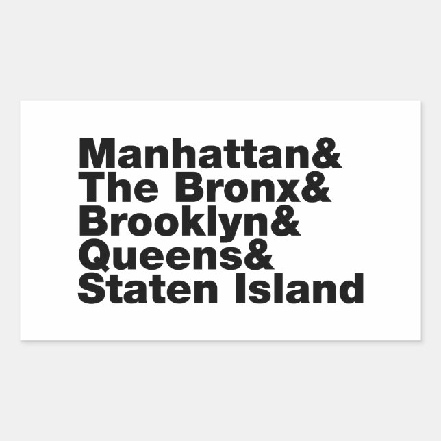 Five Boroughs ~ New York City Rectangular Sticker (Front)