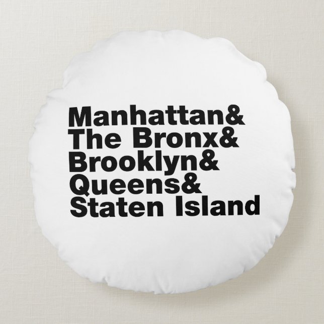 Five Boroughs ~ New York City Round Pillow (Front)